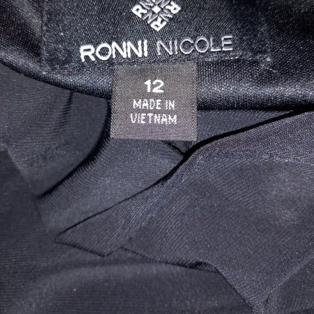 Ronni Nicole size 12 little black dress long sleeve scoop cowl 3/4 sleev… - Picture 7 of 10